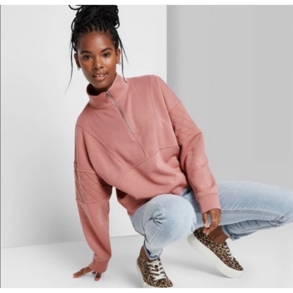 NWT Wild Fable Quilted Quarter Zip Sweatshirt